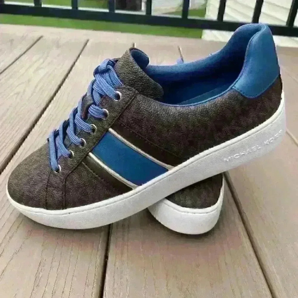 Michael Kors Shoes Womens Logo Stripe Sneaker Chambray